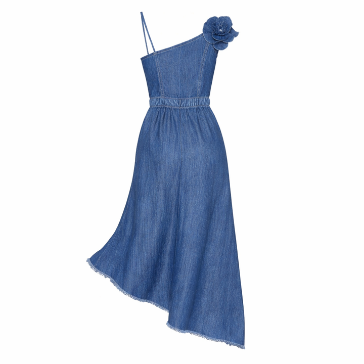 Sophie | Getailleerde Denim Jurk met Zijsplit