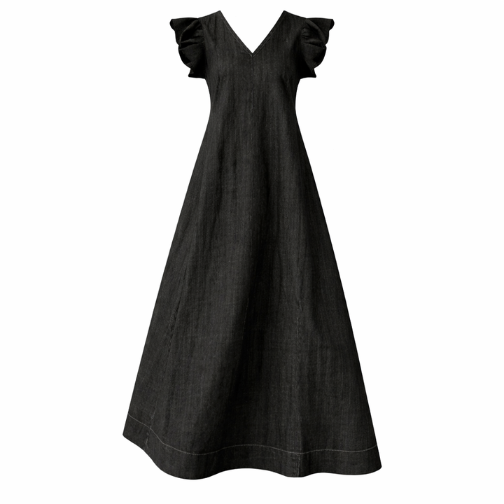 Sophie | Effen Kleur Loose Denim Jurk
