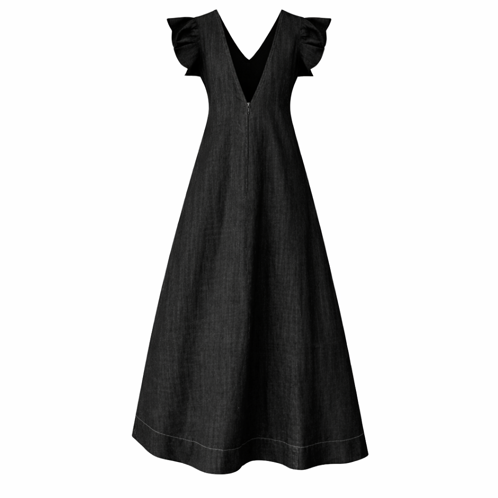 Sophie | Effen Kleur Loose Denim Jurk