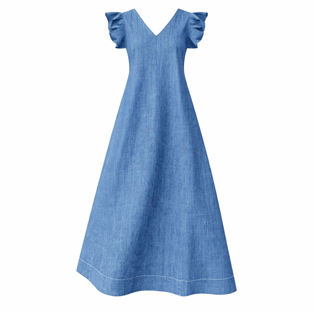 Sophie | Effen Kleur Loose Denim Jurk