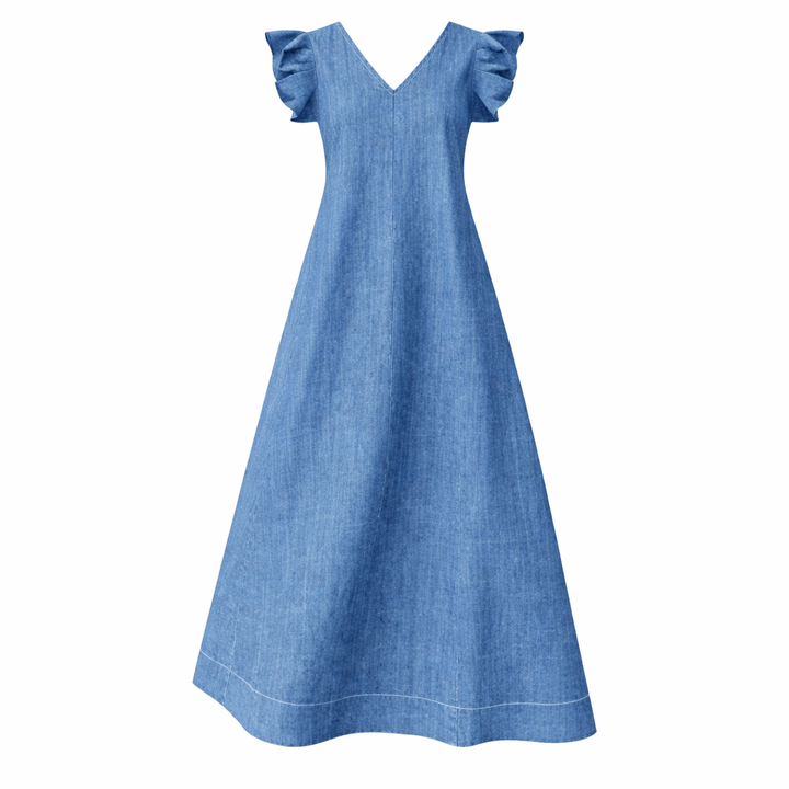 Sophie | Effen Kleur Loose Denim Jurk