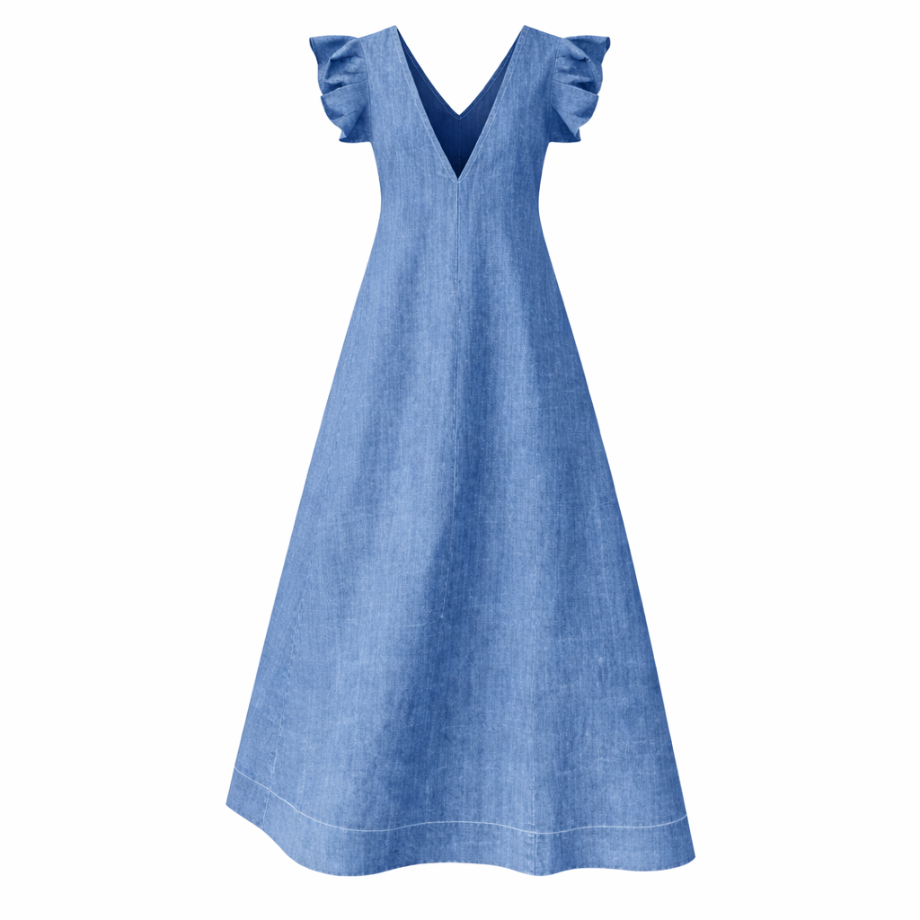 Sophie | Effen Kleur Loose Denim Jurk