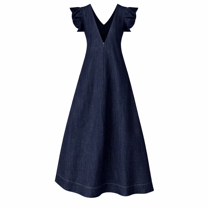 Sophie | Effen Kleur Loose Denim Jurk