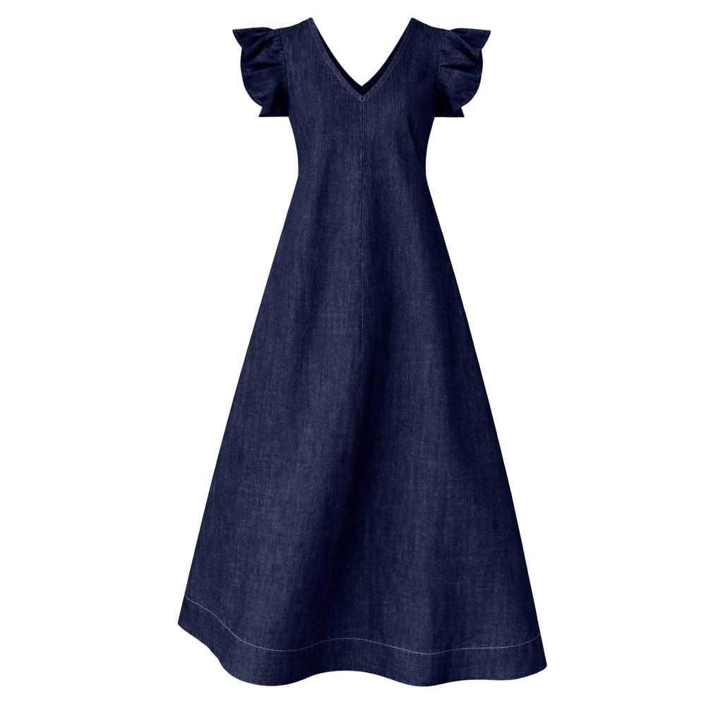 Sophie | Effen Kleur Loose Denim Jurk