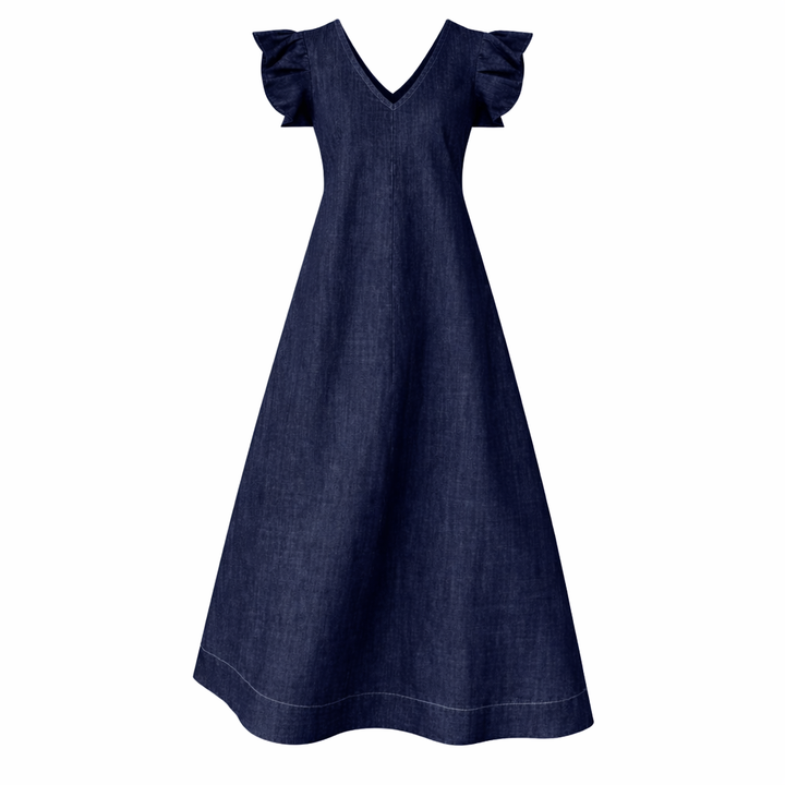 Sophie | Effen Kleur Loose Denim Jurk