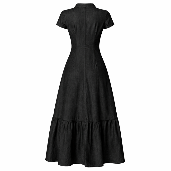 Sophie | Dames Denim Jurk met Ruffle Zoom